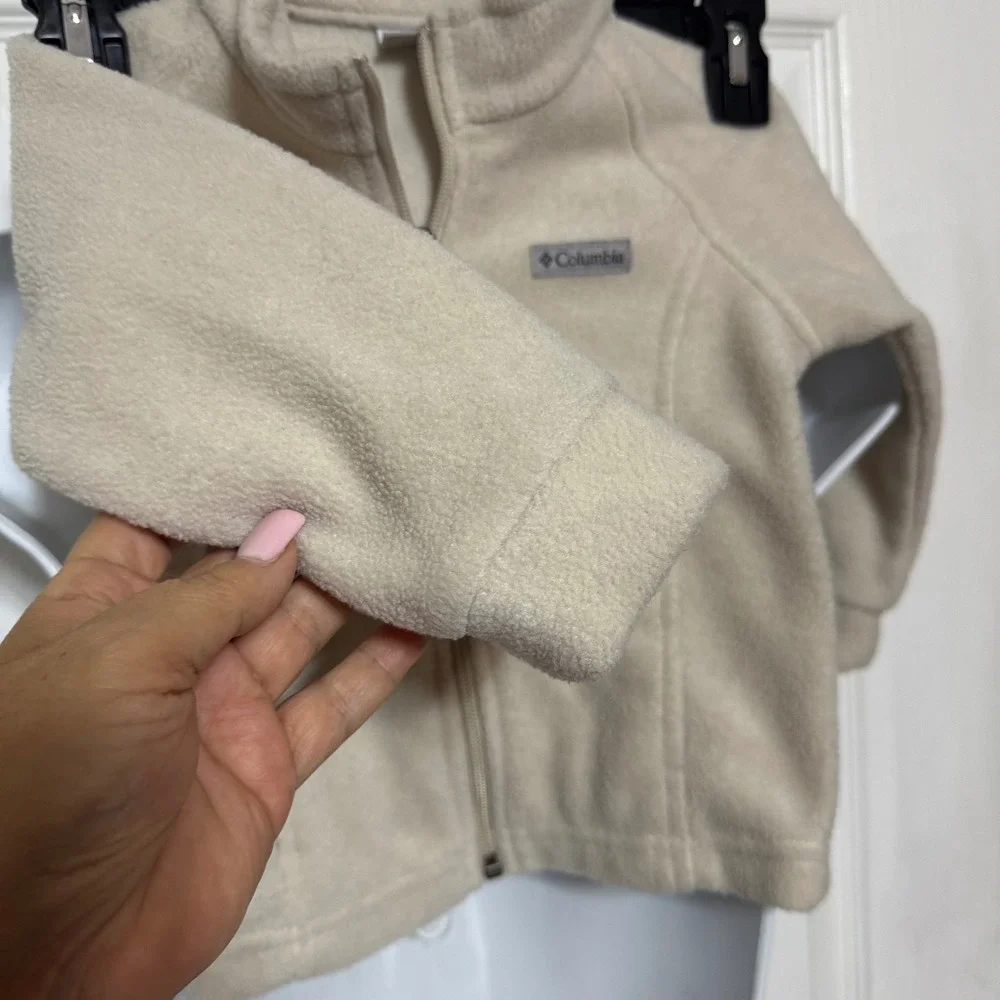 Columbia Kids Fleece Jacket Full Zip Cream Beige Mock Neck Toddler 2T